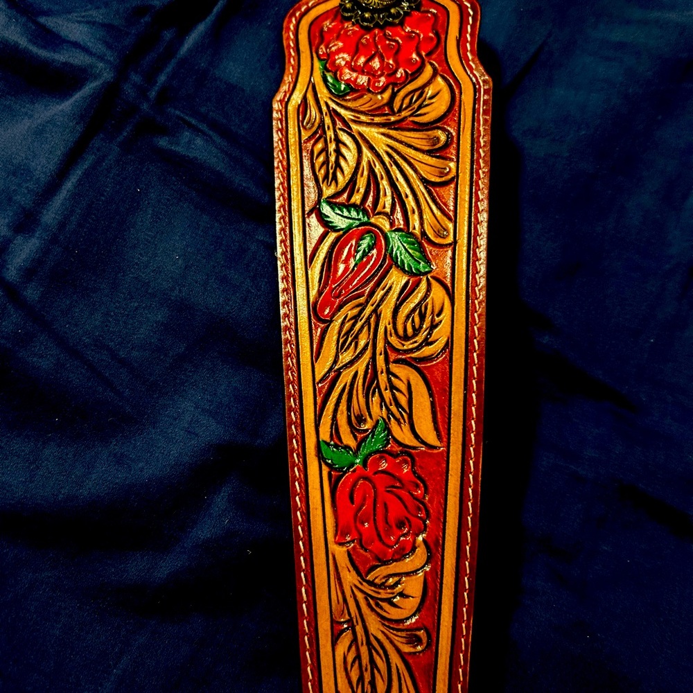 Rose embroidered short purse strap